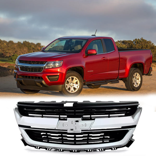 BUFEETERS  Front Bumper Upper Grille Fit For 2015 2016 2017 2018 2019 2020 Chevrolet Colorado,Mesh Style,Chrome&Black