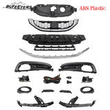 BUFEETERS  14PCS Front Bumper Upper Lower Grille Fog lights Bezel Fit For 2013 2014 2015 Honda Civic Sedan,Honeycomb Style,Chrome&Black