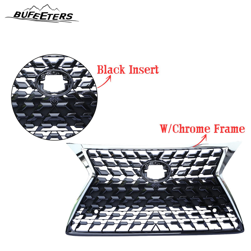BUFEETERS Front Upper Grille Fit For 2014 2015 2016 2017 2018 2019 2020 2021 2022 LEXUS GX460,Mesh Style,Black W/Chrome Frame