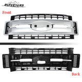 BUFEETERS Front Bumper Upper Grille Fit For 2017 2018 2019 F-250 F-350 Super Duty,XL Style,UX Ingot Silver&Matte Black