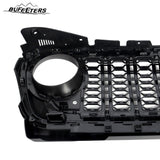 BUFEETERS  Front Bumper Upper Grille w/O Camera Hole Fit For 2018 2019 2020 2021 2022 2023 2024 Jeep Wrangler JL Gladiator JT,Rubicon Style,Matte Black&Billet Silver Metallic