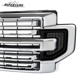 BUFEETERS Front Bumper Upper Grille Fit For 2020 2021 2022 F-250 F-350 F-450 F-550 Super Duty,Limited Style,Chrome&Black