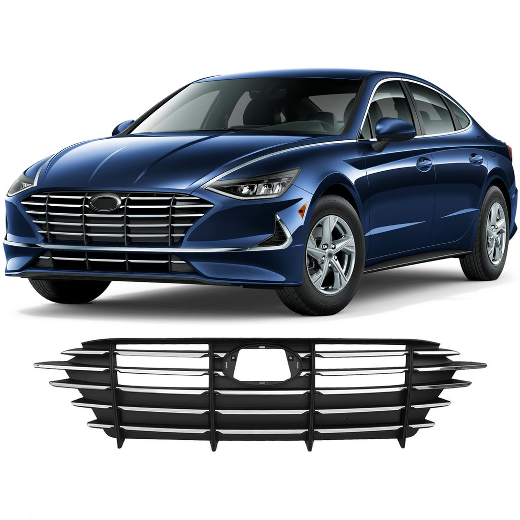 BUFEETERS    Front Bumper Radiator Grille Fit For 2020 2021 2022 Hyundai Sonata,Factory Style,Chrome&Black