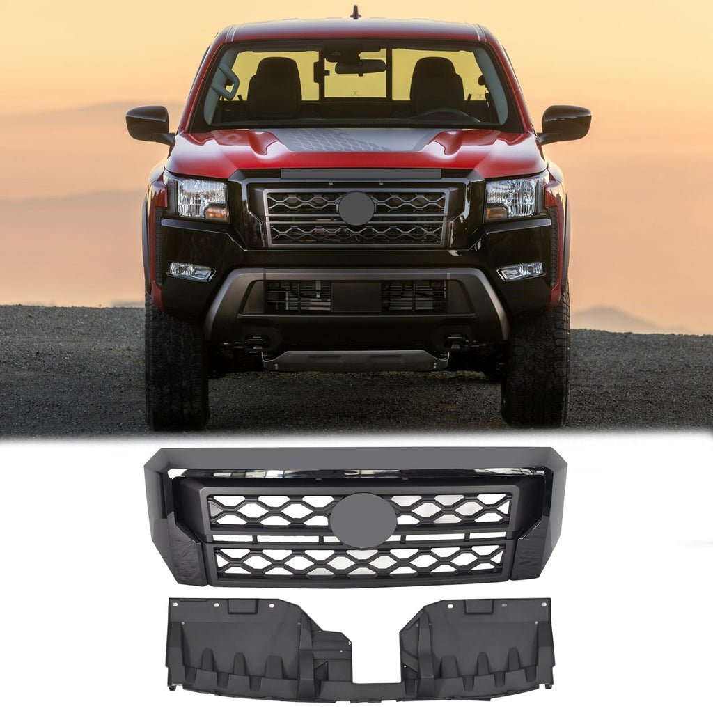 BUFEETERS Front Bumper Upper Grille Fit For 2022 2023 2024 Nissan Frontier,Factory Style,Black