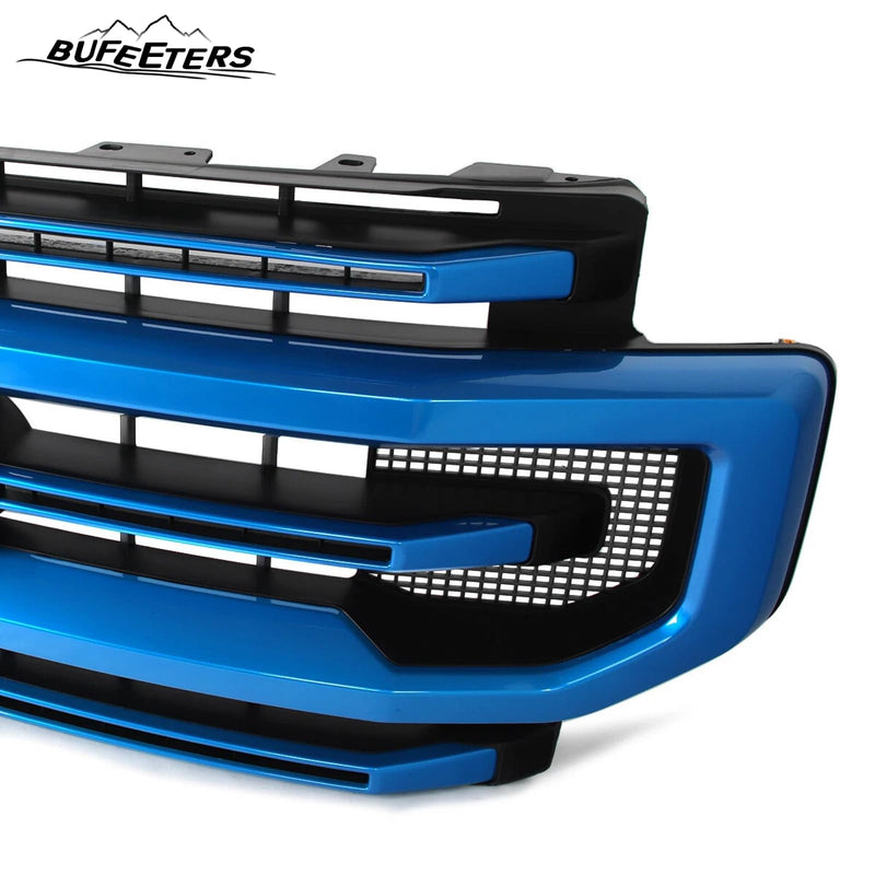 BUFEETERS Front Bumper Upper Grille Fit For 2020 2021 2022 F-250 F-350 F-450 F-550 Super Duty,Platinum Style,E7-Velocity Blue&Matte Black