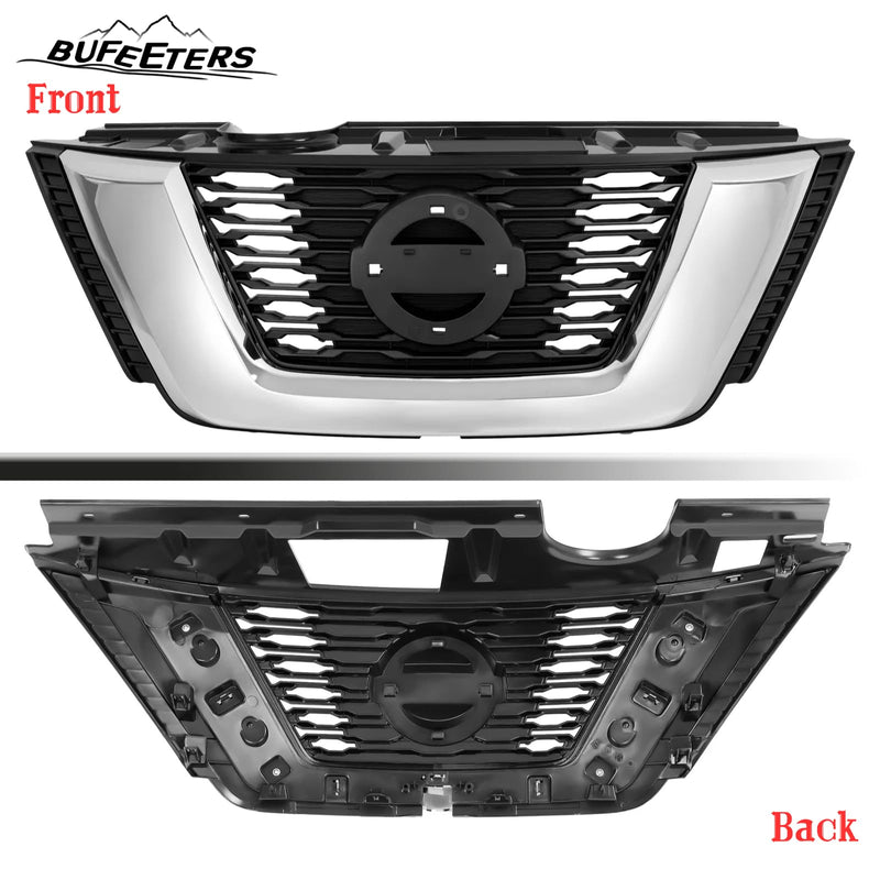 BUFEETERS Front Bumper Upper Grille Fit For 2017 2018 2019 2020 Nissan Rogue,Factory Style,Chrome&Black