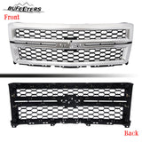 BUFEETERS Front Bumper Upper Grille Fit For 2014 2015 Chevy Silverado 1500,Honeycomb Style,Chrome&Black