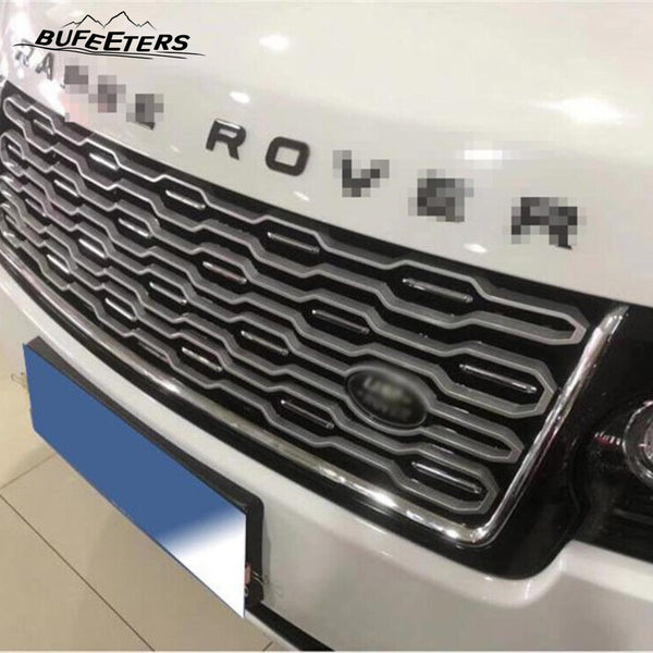 BUFEETERS   Front Grille Mesh Vent Cover Grill Bar Fit For Range Rover 2018+ SVA,Black&Silver