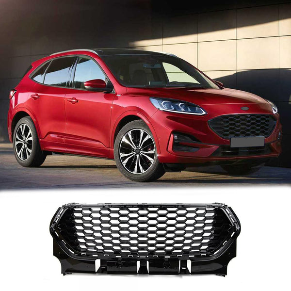 BUFEETERS  Front Bumper Upper Grille Fit For 2017 2018 2019 Ford Escape Kuga,Honeycomb Style,Gloss Black