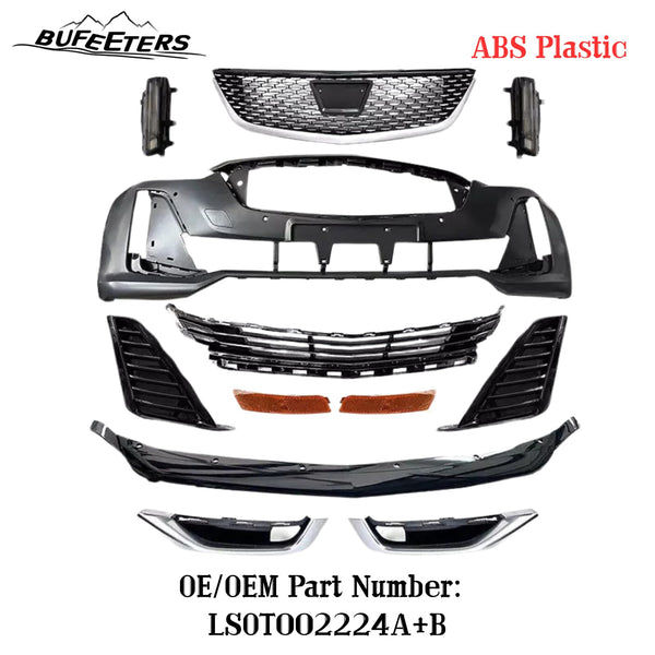 BUFEETERS  12Pcs New Complete Front Bumper Grille W/Running Light Set Fit For 2020 2021 2022 2023 2024 Cadillac CT5,Factory Style,Chrome&Black