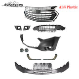 BUFEETERS 10PCS New Complete Front Bumper Grille Set Fit For 2018 2019 2020 2021 Chevy Chevrolet Traverse,Mesh Style,Chrome&Black