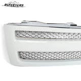 BUFEETERS Front Bumper Upper Grille Fit For 2007 2008 2009 2010 2011 2012 2013 Chevy Silverado 1500,Mesh Insert Style,Summit White Shell&Chrome
