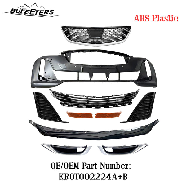 BUFEETERS  10Pcs Front Bumper Cover & Upper Lower Grille & Lip Set Fit For 2020 2021 2022 2023 2024 Cadillac CT5,Factory Style,Chrome&Black