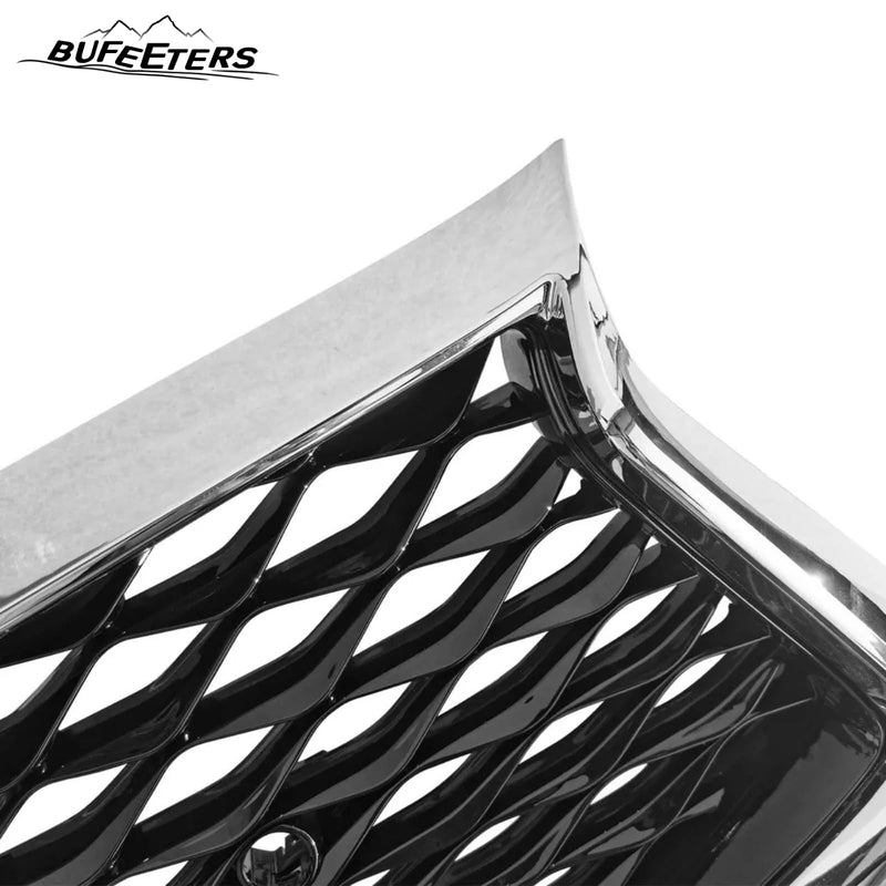BUFEETERS   Front Bumper Upper Grille Fit For 2018 2019 2020 2021 2022 2023 INFINITI Q50 W/Sensor Holes,Mesh Style,Chrome&Black