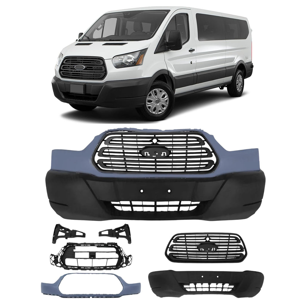 BUFEETERS Front Bumper Cover Kit Grilles Bracket Fit For 2015 2016 2017 2018 2019 Ford Transit 150 250 350 HD