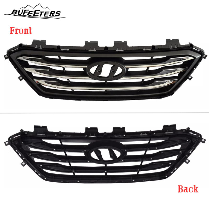 BUFEETERS    Front Bumper Upper Grille Fit For 2015 2016 2017 Hyundai Sonata Sport,Chrome&Black