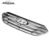 BUFEETERS    Front Bumper Upper+Lower Grille Assembly W/o Camera Hole Fit For 2017 2018 Hyundai Santa Fe Sport,Factory Style,Chrome&Silver&Black