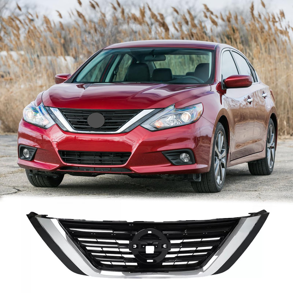 BUFEETERS  Front Bumper Upper Grille Fit For 2016 2017 2018 Nissan Altima Sedan,Mesh Style,Chrome&Black