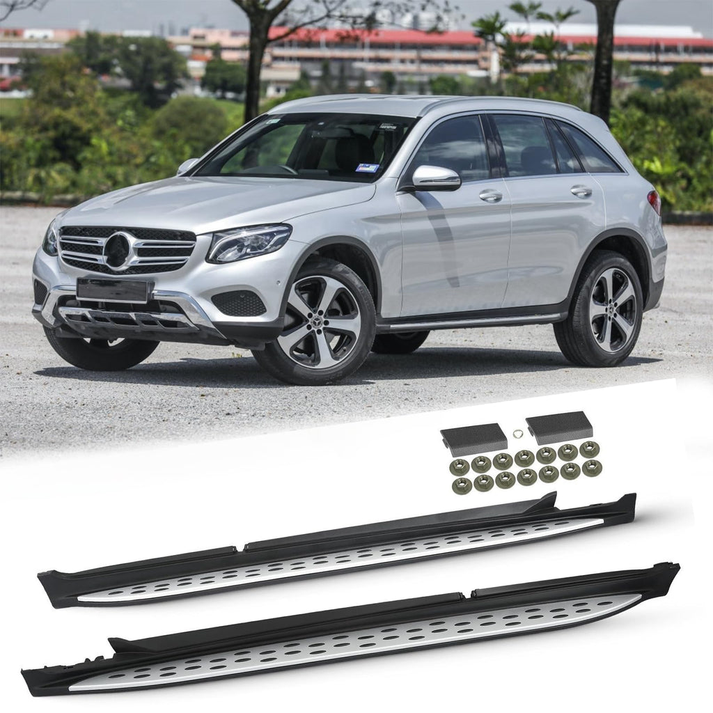 BUFEETERS  Side Step Running Board Nerf Bar Fit For 2016 2017 2018 2019 2020 2021 2022 Mercedes-Benz X253 GLC250 GLC300 GLC43,OE Style,Black&Silver