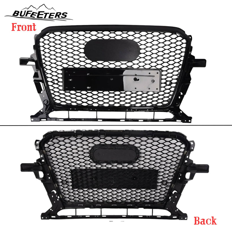 BUFEETERS  Front Bumper Mesh Honeycomb Sport Hex Grille Fit For 2013 2014 2015 2016 2017 Audi Q5 SQ5,RSQ5 Style,Gloss Black