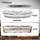 BUFEETERS Front Upper Chrome Grille w/ Chrome Insert Fit For 2007 2008 2009 2010 2011 2012 2013 Chevy Silverado 1500,Mesh Insert Style,Chrome&Silver