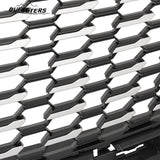 BUFEETERS Front Bumper Upper Grille W/o Camera Hole Fit For 2016 2017 2018 2019 2020 2021 2022 2023 Cadillac XT5,Sky Diamond Style,Silver&Black