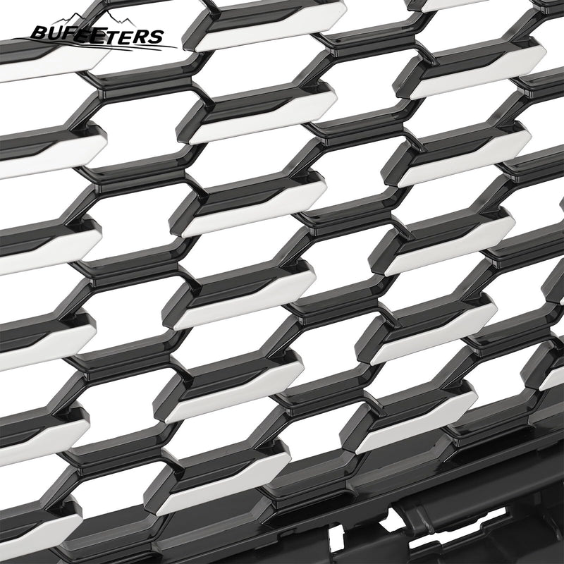BUFEETERS Front Bumper Upper Grille W/o Camera Hole Fit For 2016 2017 2018 2019 2020 2021 2022 2023 Cadillac XT5,Sky Diamond Style,Silver&Black