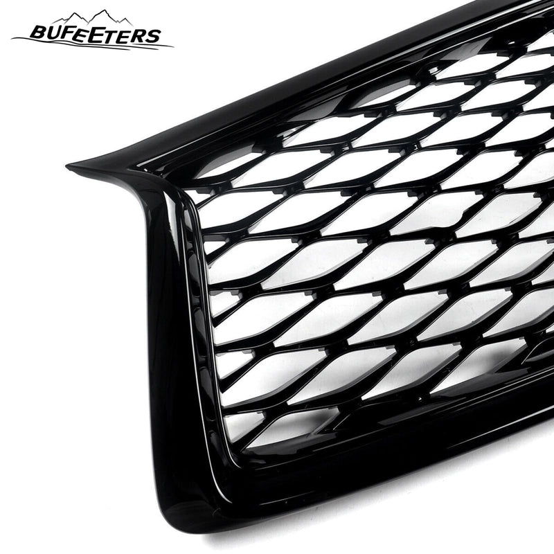 BUFEETERS   Front Bumper Upper Grille Fit For 2018 2019 2020 2021 2022 INFINITI Q50 Q50S W/Sensor Holes,Honeycomb Style,Gloss Black