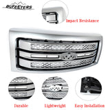 BUFEETERS Front Bumper Upper Grille Fit For 2009 2010 2011 2012 2013 2014 Ford F150 F-150,Factory Platinum Style,Satin Aluminum&Matte Black