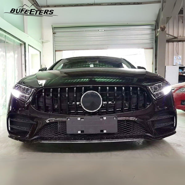 BUFEETERS  Front Bumper Upper Grille Fit For 2019 2020 2021 2022 Benz W257 C257 CLS-Class CLS300 CLS450 CLS500,GTR Style,Black
