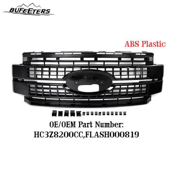 BUFEETERS Front Bumper Upper Grille Fit For 2017 2018 2019 F-250 F-350 F-450 F-550 Super Duty,Platinum Style,UM Agate Black
