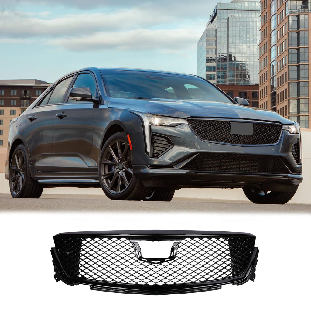 BUFEETERS  Front Bumper Upper Grille Assembly Fit For 2020 2021 2022 2023 2024 Cadillac CT4,Mesh Style,Black