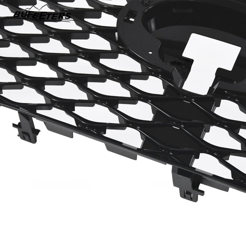 BUFEETERS  Front Bumper Upper Grille W/ Bumper Lower Trim Fit For 2015 2016 2017 INFINITI QX80,Factory Style,Gloss Black