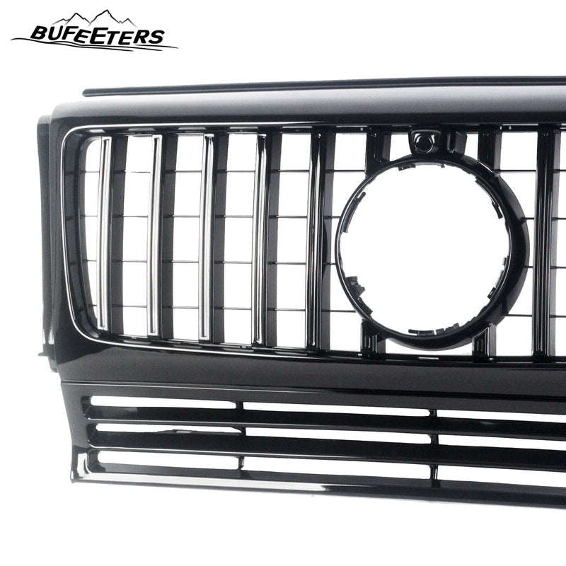 BUFEETERS  Front Bumper Upper Grille W/Camera Hole Fit For 1990-2018 Mercedes Benz W463 G-CLASS,GT/Panamericana Style.All Black