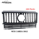 BUFEETERS  Front Bumper Upper Grille W/Camera Hole Fit For 1990-2018 Mercedes Benz W463 G-CLASS,GT/Panamericana Style.All Black