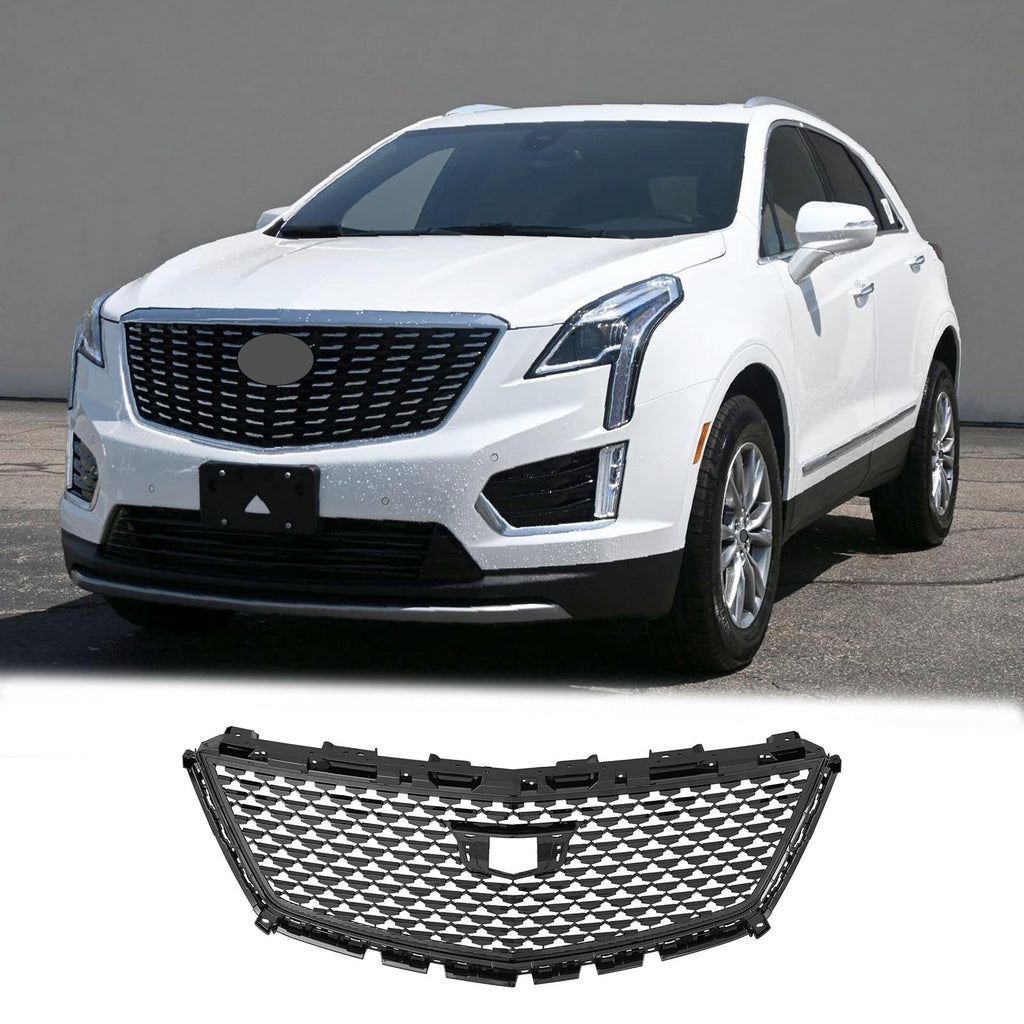 BUFEETERS   Front Bumper Upper Grille Fit For 2016 2017 2018 2019 2020 2021 2022 2023 Cadillac XT5,Black Diamond Style