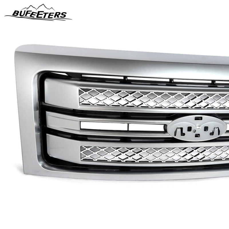 BUFEETERS Front Bumper Upper Grille Fit For 2009 2010 2011 2012 2013 2014 Ford F150 F-150,Factory Platinum Style,Satin Aluminum&Matte Black