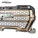 BUFEETERS Front Bumper Upper Grille Fit For 2019 2020 2021 GMC Sierra 1500,Denali Style,Smoked Chrome&Black