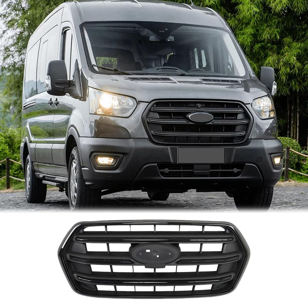 BUFEETERS Front Upper Grille Fit For 2020 2021 2022 Ford Transit T150 T250 T350,Factory Style,Gloss Black
