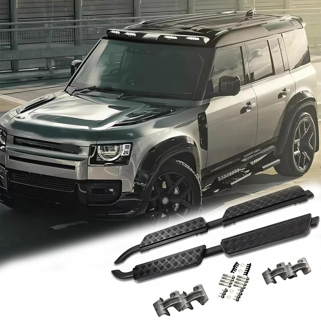 BUFEETERS  Side Step Running Board Nerf Bar Fit For 2020 2021 2022 2023 2024 Land Rover Defender 130,Black