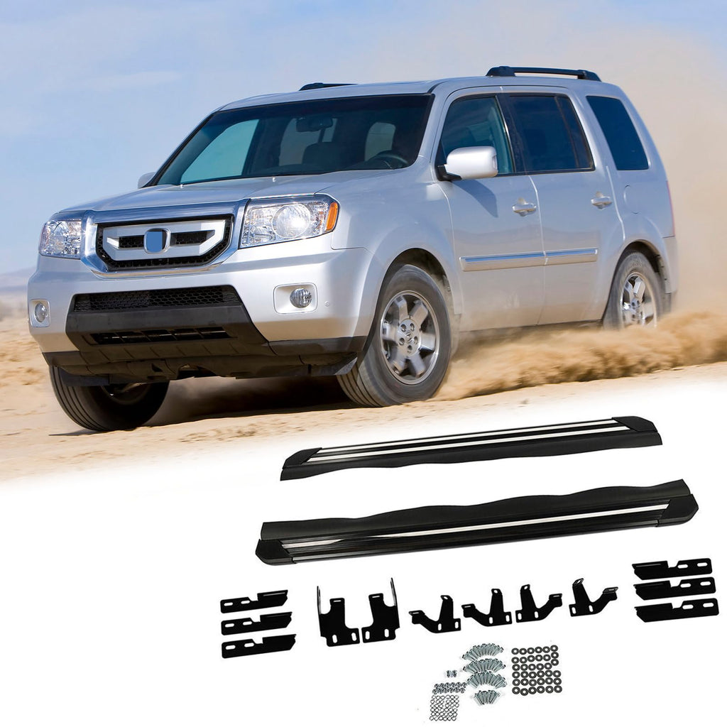 BUFEETERS  Side Step Running Board Nerf Bar Fit For 2009 2010 2011 2012 2013 2014 2015 Honda Pilot,Black&Silver