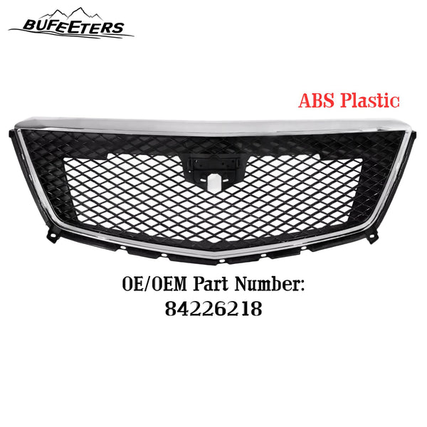 BUFEETERS   Front Bumper Upper Grille W/Chrome Molding Fit For 2017 2018 2019 2020 2021 2022 2023 Cadillac XT5,Mesh Style,Chrome&Black