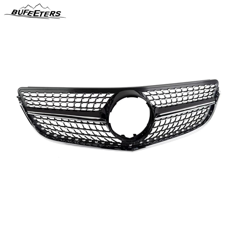 BUFEETERS  Front Bumper Upper Grille Fit For 2014 2015 2016 2017 Mercedes Benz W207 E-CLASS Coupe Facelift,Diamond Style,Black