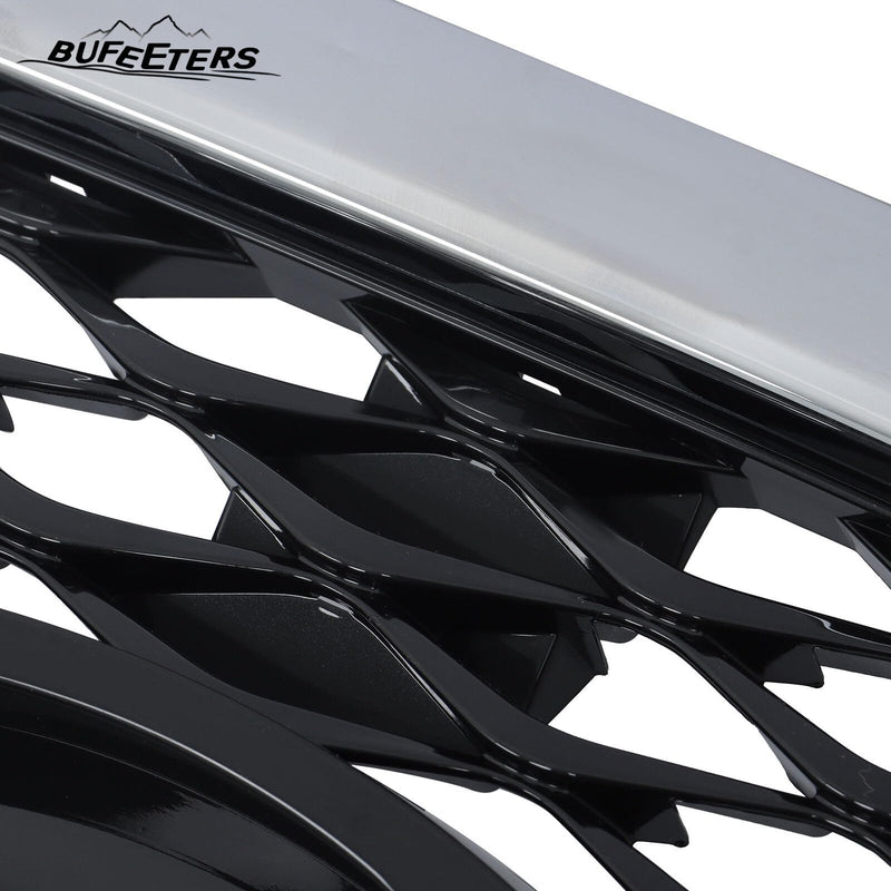 BUFEETERS  Front Bumper Upper Grille W/ Bumper Lower Trim Fit For 2015 2016 2017 INFINITI QX80,Factory Style,Chrome&Black