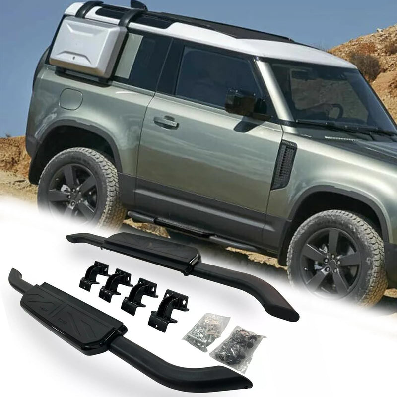 BUFEETERS  Running Board Nerf Bar Side Step Fit For Land Rover Defender 90 2Door 2020 2021 2022 2023,Black