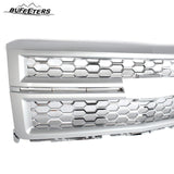 BUFEETERS Front Bumper Upper Grille Fit For 2014 2015 Chevy Silverado 1500,Honeycomb Style,Silver Ice Metallic&Chrome