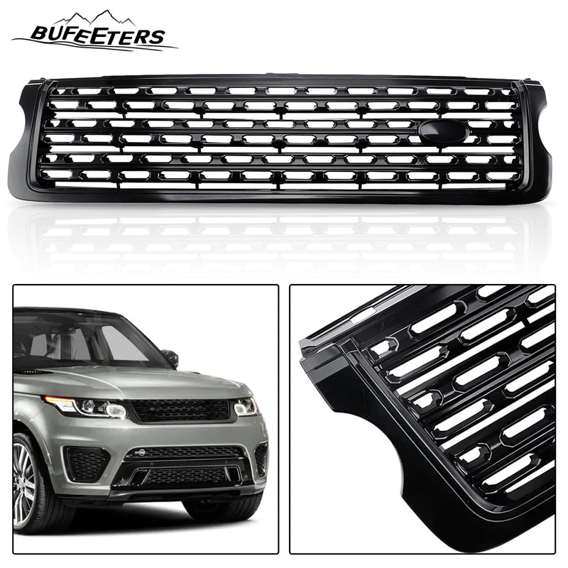 BUFEETERS Front Bumper Upper Grille Fit For 2013 2014 2015 2016 2017 Land Rover Range Rover,Gloss Black,LR052715