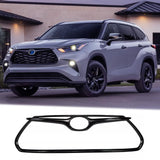 BUFEETERS Front Grille Molding Trim Cover Fit For 2020 2021 2022 2023 Toyota Highlander,Factory Style,Gloss Black
