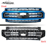 BUFEETERS Front Bumper Upper Grille Fit For 2020 2021 2022 F-250 F-350 F-450 F-550 Super Duty,Platinum Style,E7-Velocity Blue&Matte Black