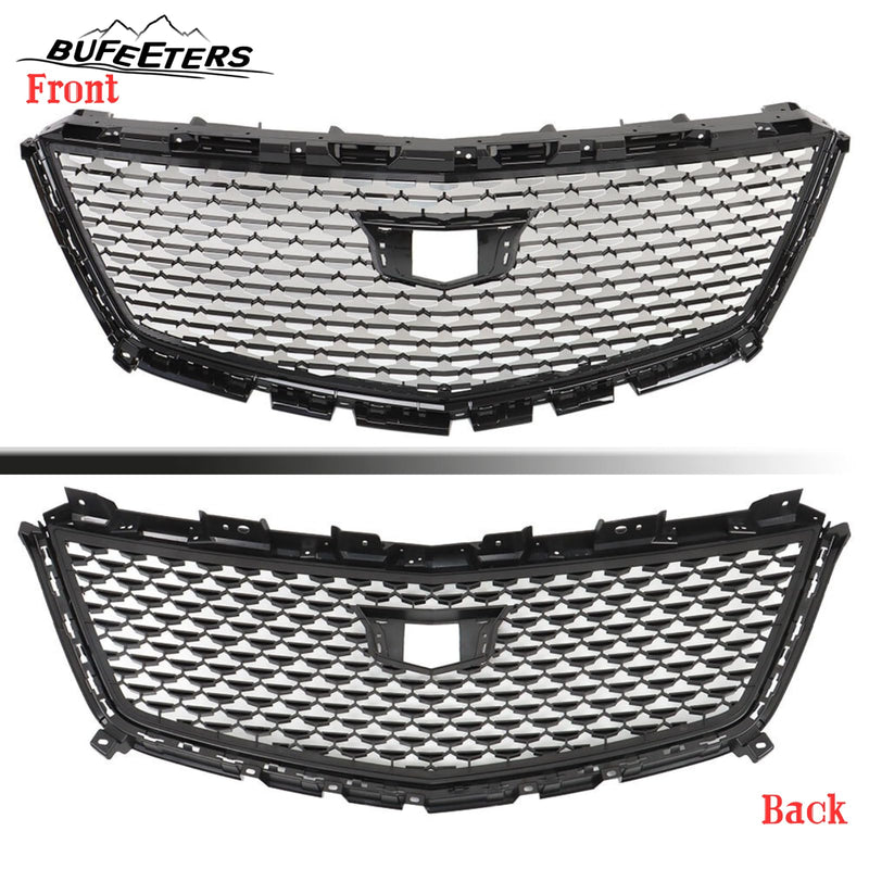 BUFEETERS   Front Bumper Upper Grille Fit For 2016 2017 2018 2019 2020 2021 2022 Cadillac XT5,Diamond Style,Black